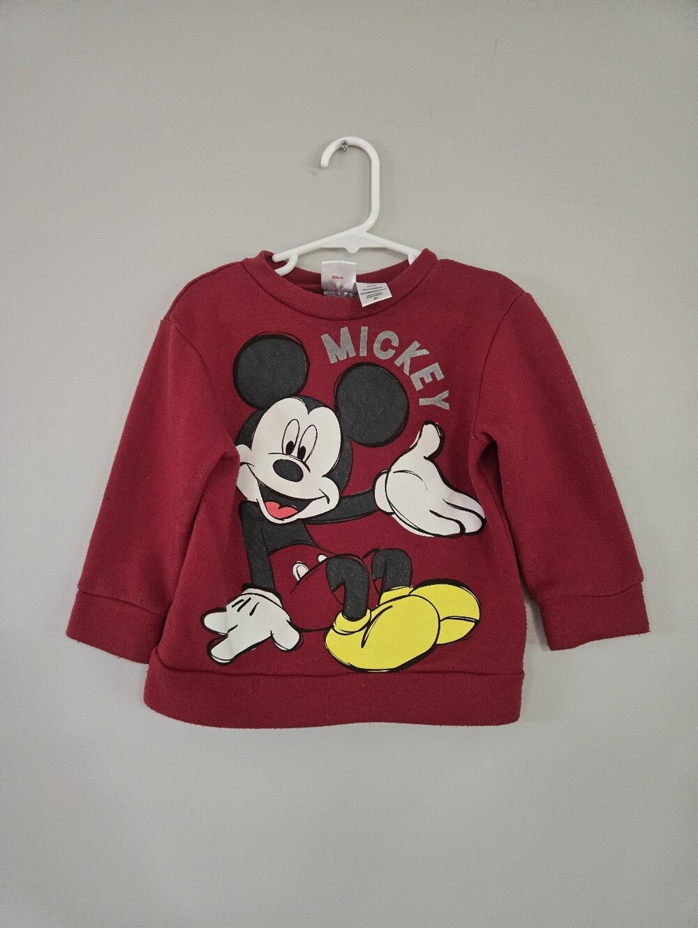 Disney Mickey Mouse Boys Red Crewneck Long Sleeve Sweatshirt Size 3T